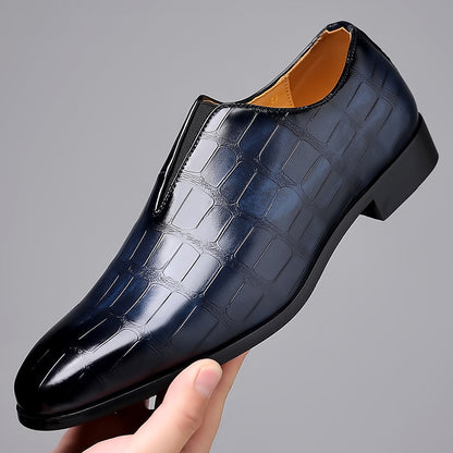 Stone pattern men's casual leather shoes